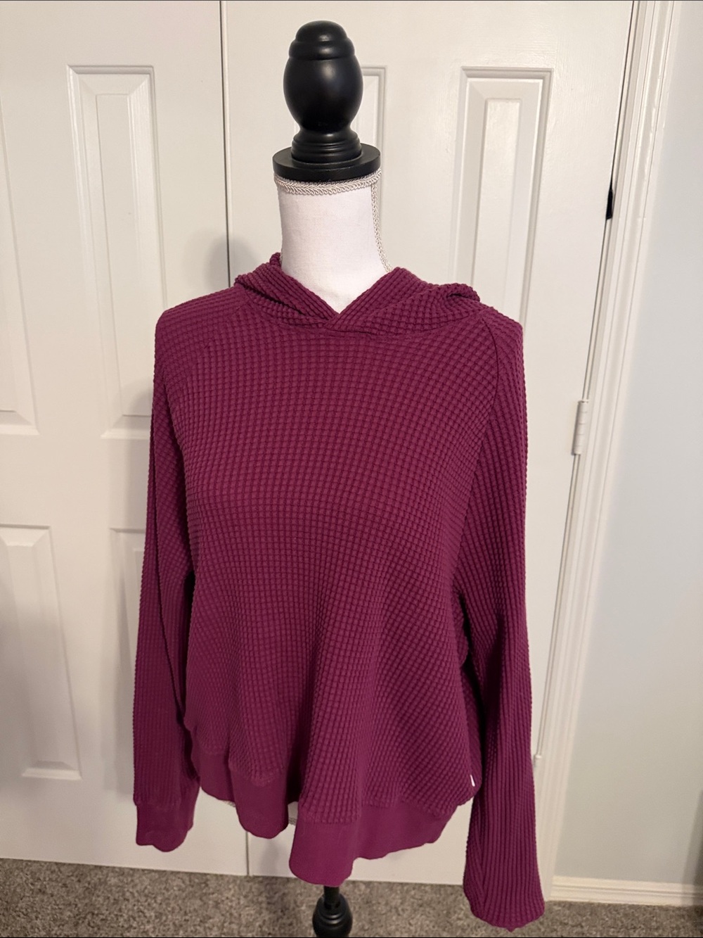 The North Face Waffle-Knit Hooded Pullover - Plum